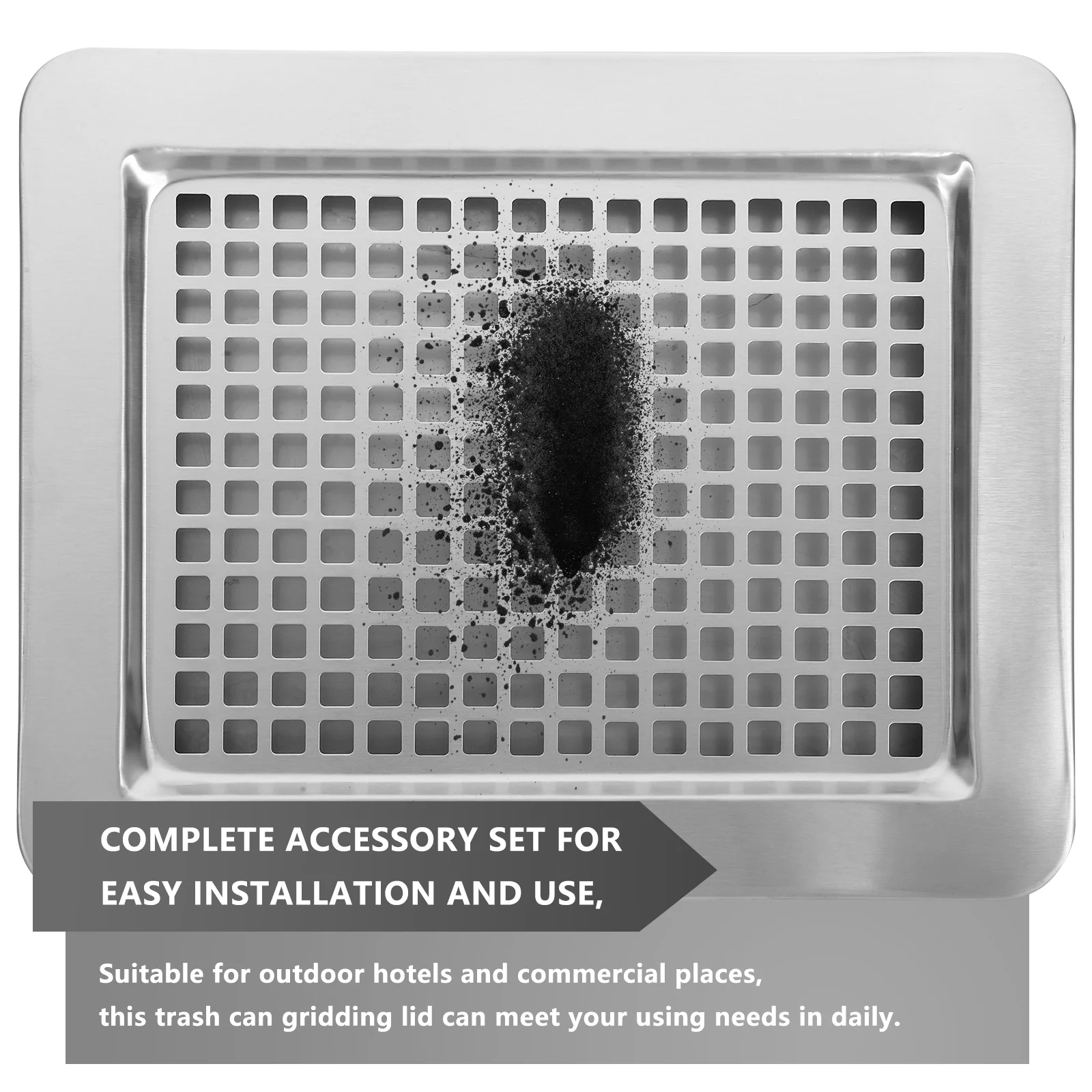 

1 set 1 Set Stainless Steel Trash Can Gridding Lid With Tray Smoke Extinguishing Ashtray For Outdoor Public Use Cigarette Ash