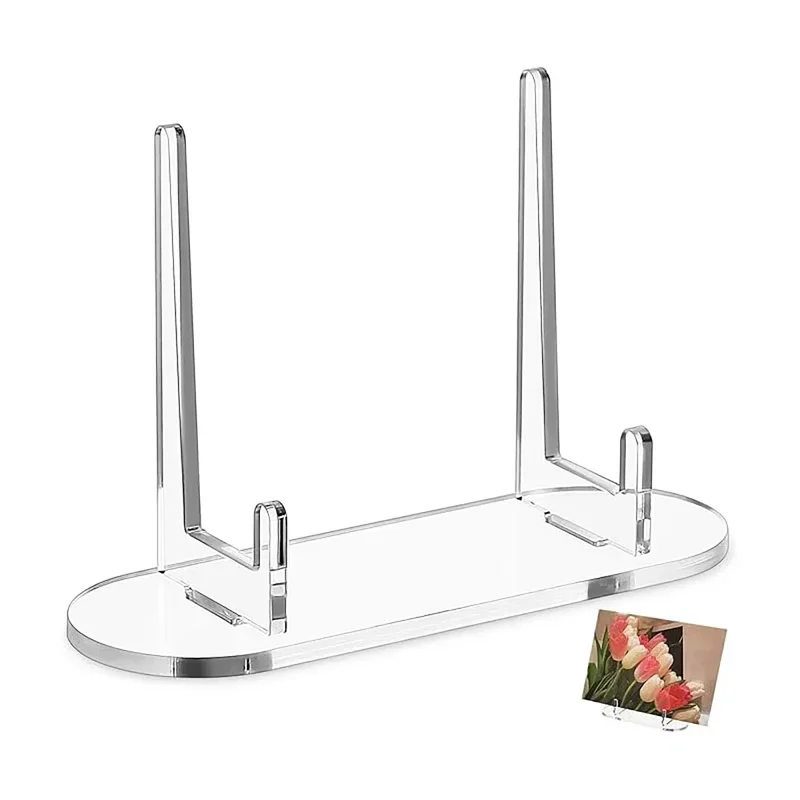 Transparent Acrylic Picture Frame Stand / Multi-Purpose Display Stand / Display Base for Plates, Photos, and Figurines