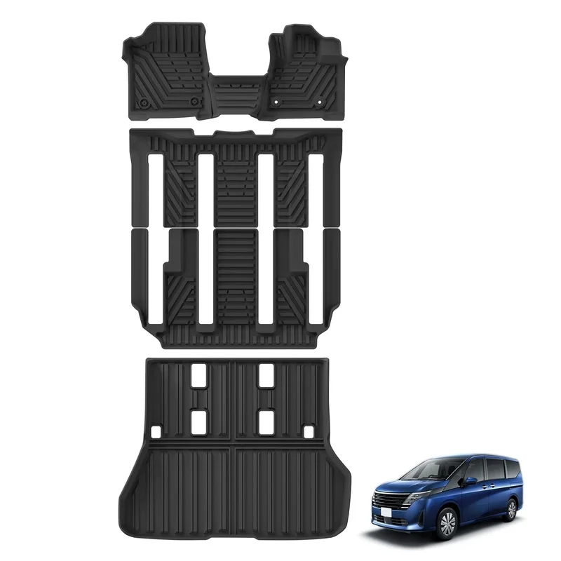 Right Drive Use for Nissan SERENA C28 e-POWER Hybrid 7Seater 2023 2024（Only Sliding Rail Version）Car Trunk Floor Mats Black
