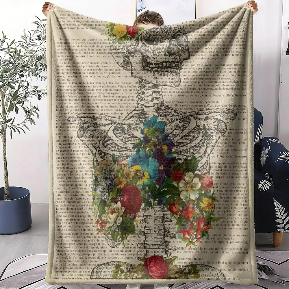 Heart Brain Anatomy Throw Soft Flannel Throw Summer AC Blanket Lightweight Cool Nap Blanket for Sofa Bed Couch Travel