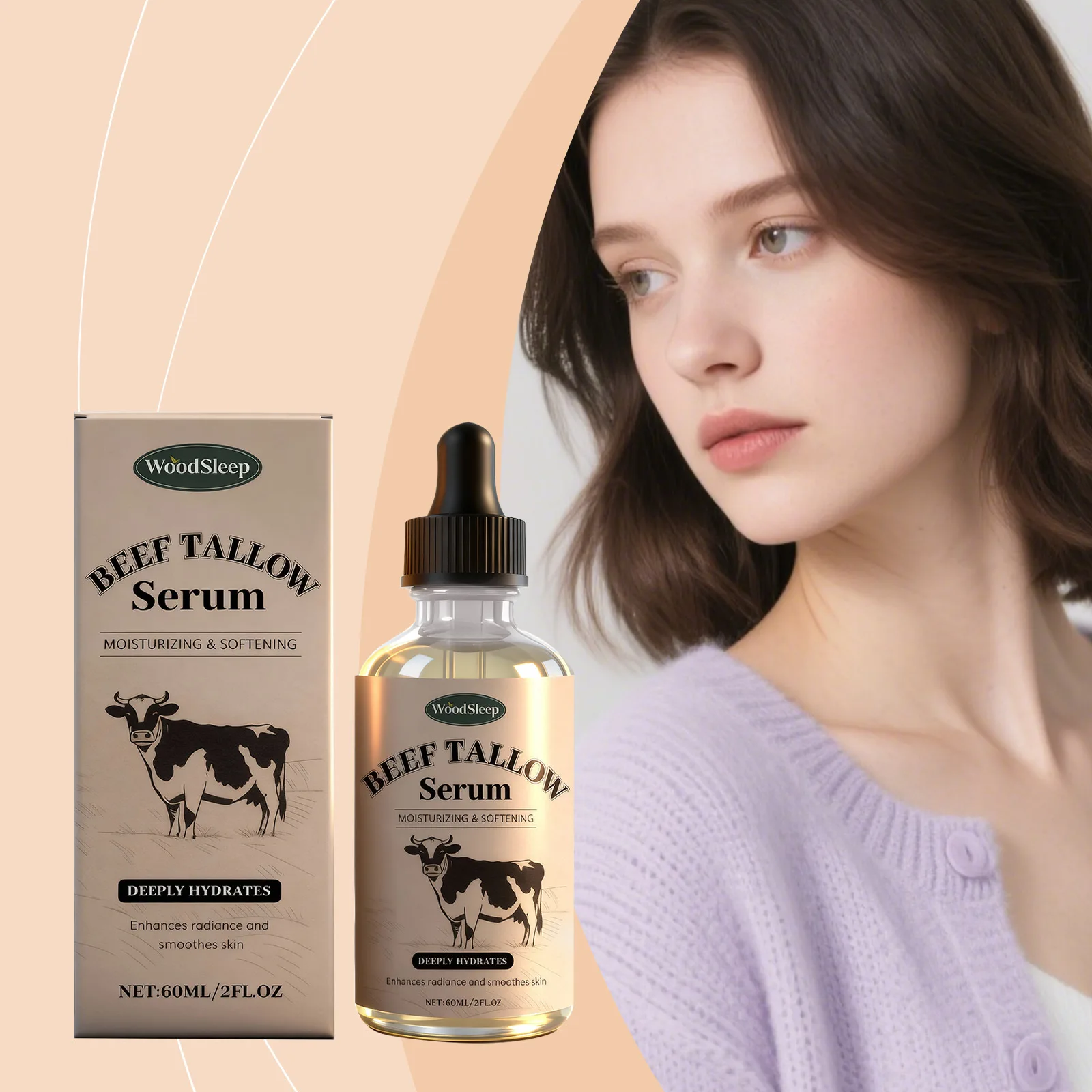 

Woodsleep Grass Fed Beef Tallow Serum Glow Skin Radiance Increased Moisturizing Facial Anti-Wrinkle Deep Hydration Face Serum