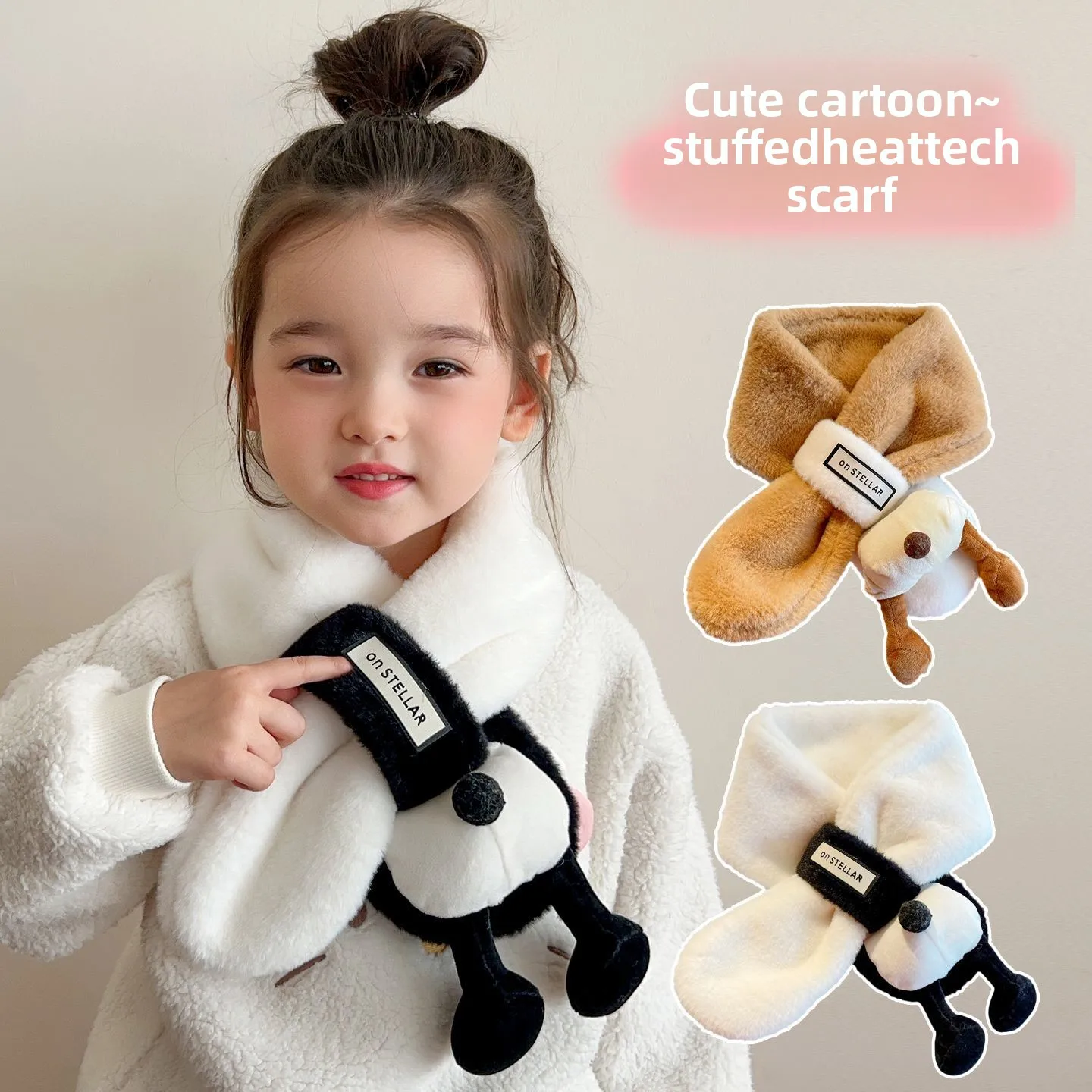 2025 어린이 미키 스카프 겨울 플리스 안감 두꺼운 따뜻한 숄 아기 만화 크로스 스카프 어린이 겨울 선물 미니소