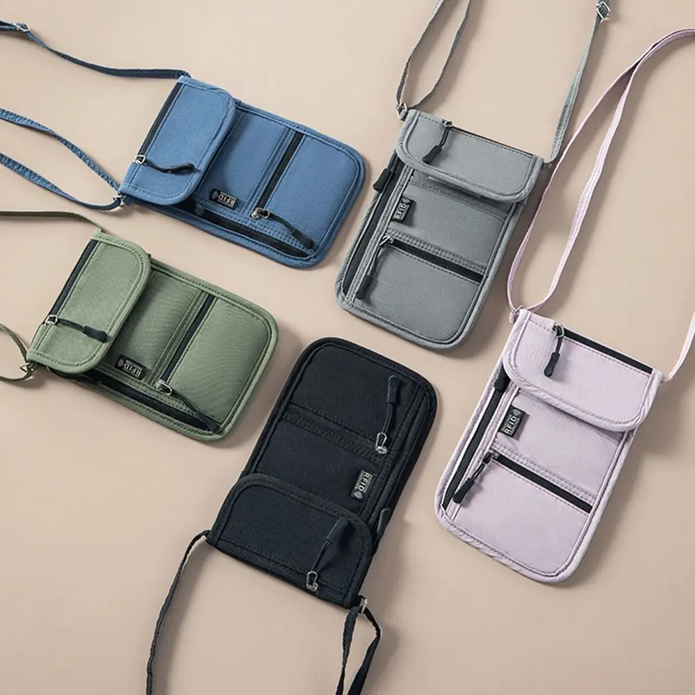 Portable Multicolor Passport Cover Nylon RFID RFID Passport Bag Anti Theft Travel Supplies Coin Wallet Travel