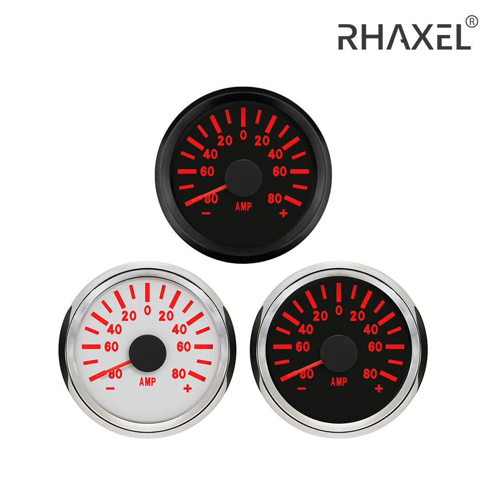 

Амперметр RHAXEL +/-50A +/-80A +/-150A с датчиком тока для автомобиля, автомобиля, мотоцикла 9-32 в 2 дюйма (52 мм) с красной подсветкой