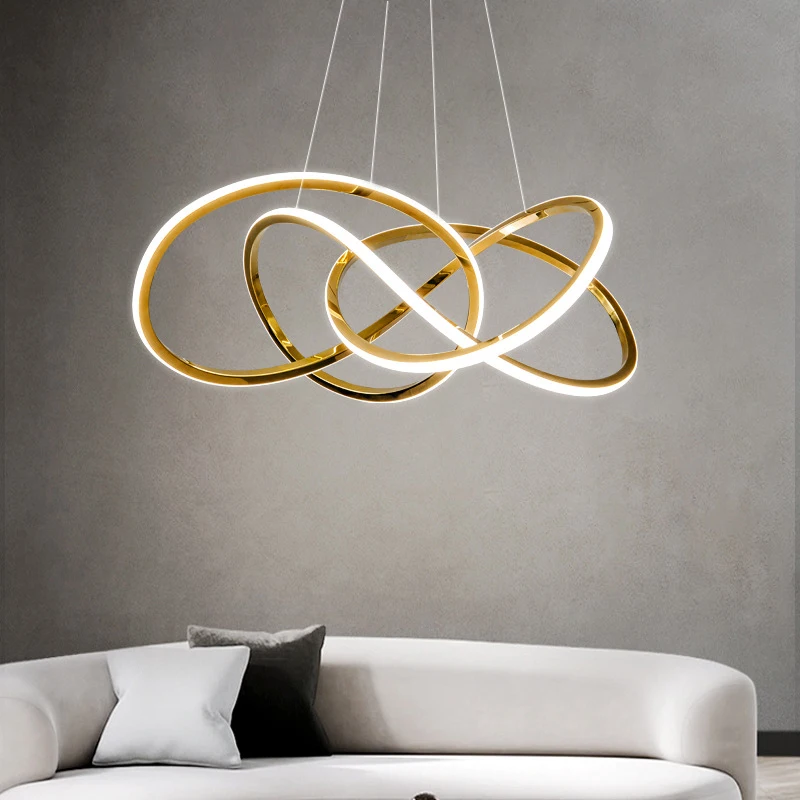 Imagem -04 - Gold Lustre Ring Led Pendant Lights Lustres Modernos para Sala de Estar Decoração para o Quarto Iluminação da Sala de Jantar