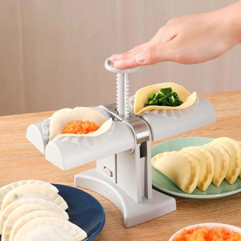 Máquina automática para hacer dumplings de nueva generación, artefacto para hacer dumplings de doble cabeza, accesorios de cocina, molde, Empanadas domésticas perezosas