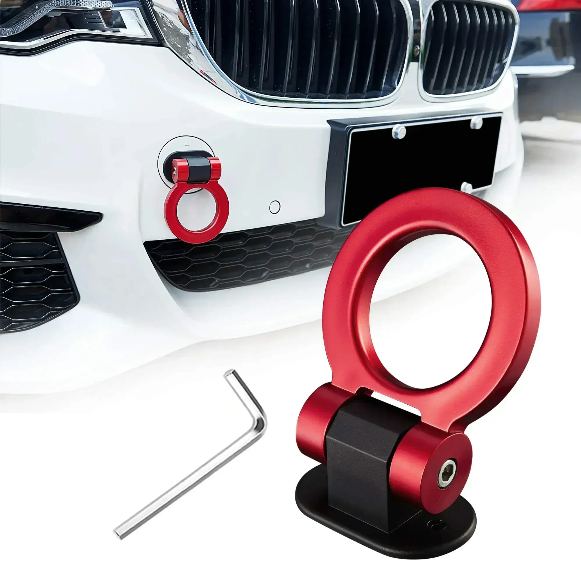 Round Bumper Sticker Adorn Universal Simulation Tralier Tow Hook Kit Tow Strap Tow Ropes ABS Plastic Modification Decoration