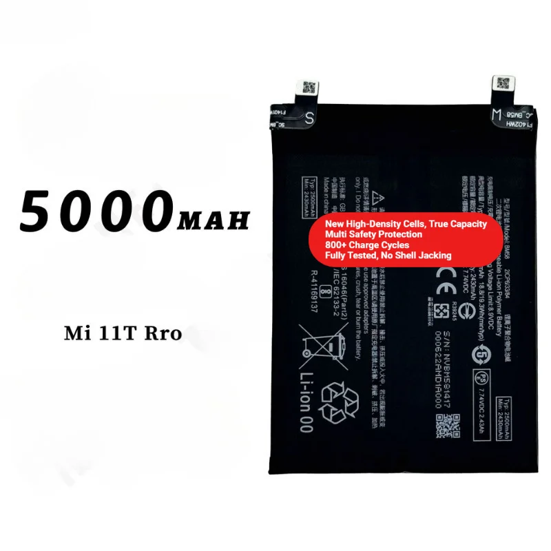 BM58 for Xiaomi Mi 11T Pro Phone Battery 0 Cycle High Quality High Capacity Battery Replacement Bateria Grade A Cell with Tools