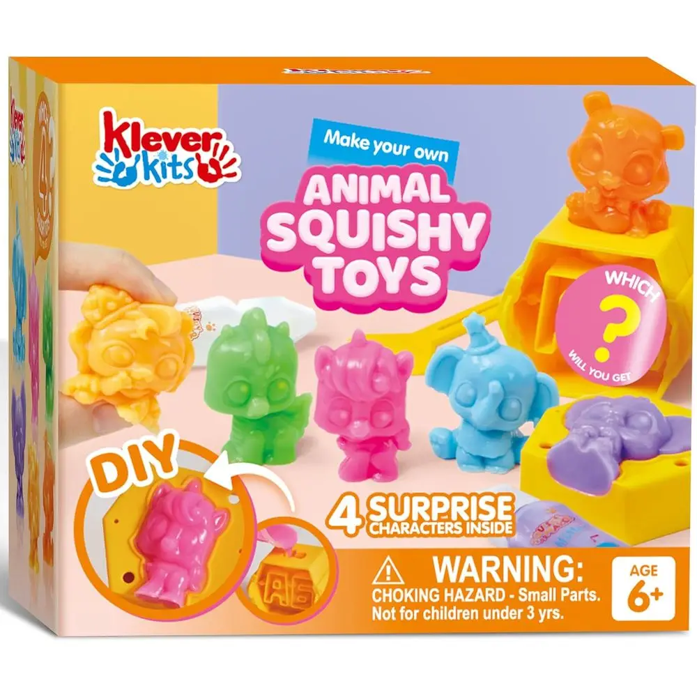 

JOVA Squishy Toys, DIY Squishy Animal Mg Kit, Mystery Box with 4 Surprise Characters Inside, Arts and Crats, Kids Crat or Kids A