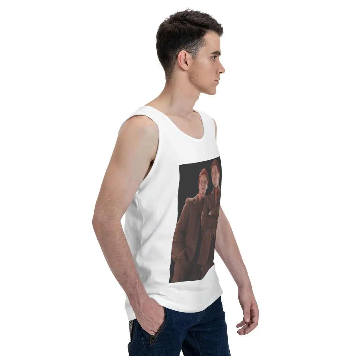Weasley Twins Printing Fashion 100% Cotton Men's Sweatshirt Vest Sleeveless Clothing Tees Men Tank Tops T-shirt