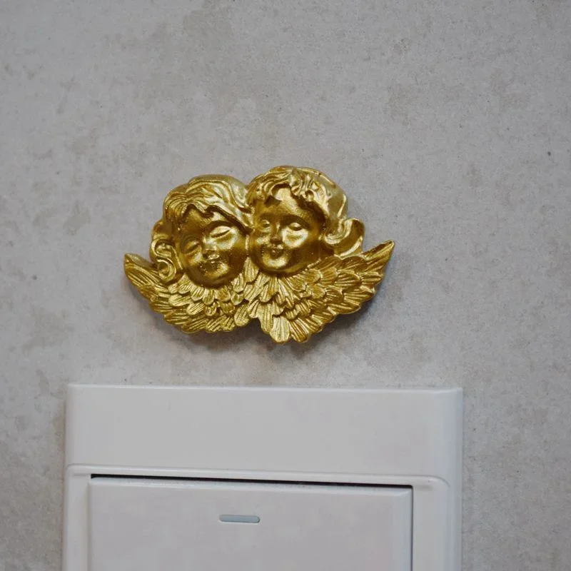 Angel American Retro Baroque Resin Switch Cover, Home Wall Adornment Gold European, Elegant Decor, Artistic Design, High Quality