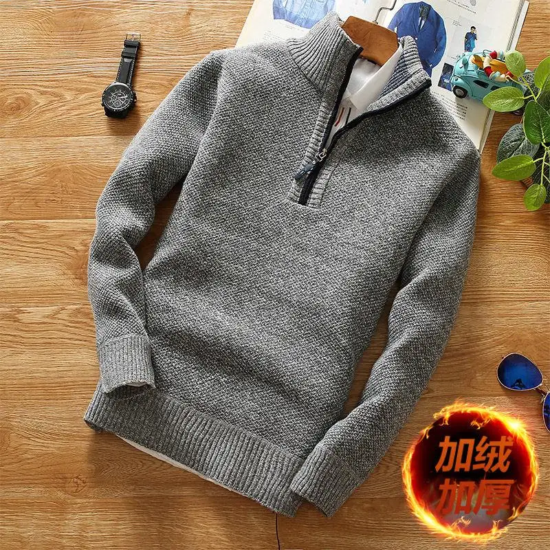 New Pullovers Autumn Winter Knit Sweater Men's Zipper Outwear Korean Casual Streetwear Turtleneck Cold Blouse Hombre Jumpers