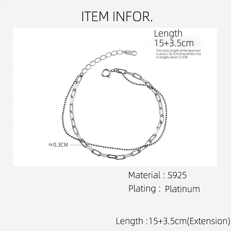 La Monada 15+3.5cm Retro Layer Bracelets For Women Silver 925 Sterling Jewelry Fine 925 Sterling Silver Women\'s Bracelet Buckle
