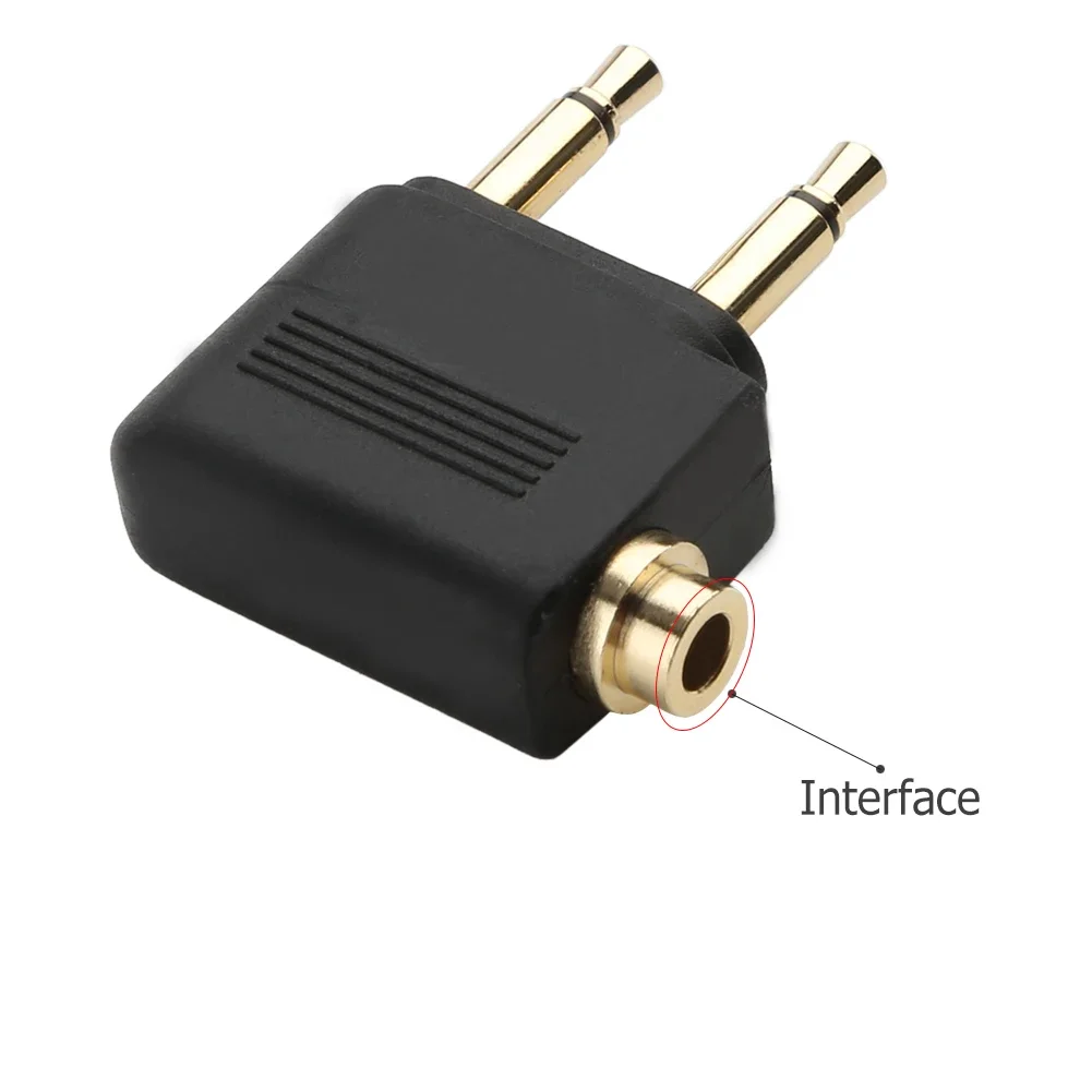 1-5pcs Dual 3.5mm Plug Adaptor Jack Audio Headphone Converter Adapter Headset Connector for Airline Airplane Travel Earphone
