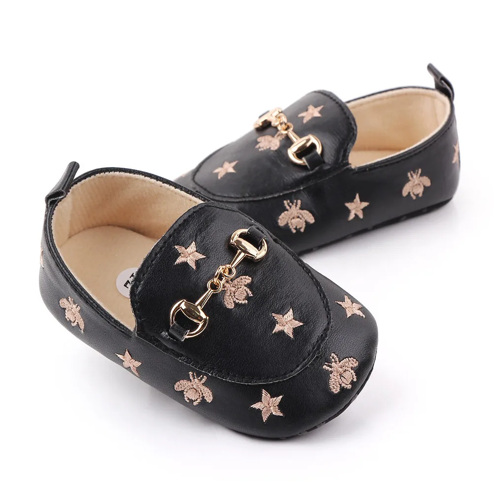 Brand Infant Boy Crib Shoes 1 Year Baby Item Footwear with Bees Stars Newborn Casual Loafers Toddler Soft Moccasin for Girl Gift