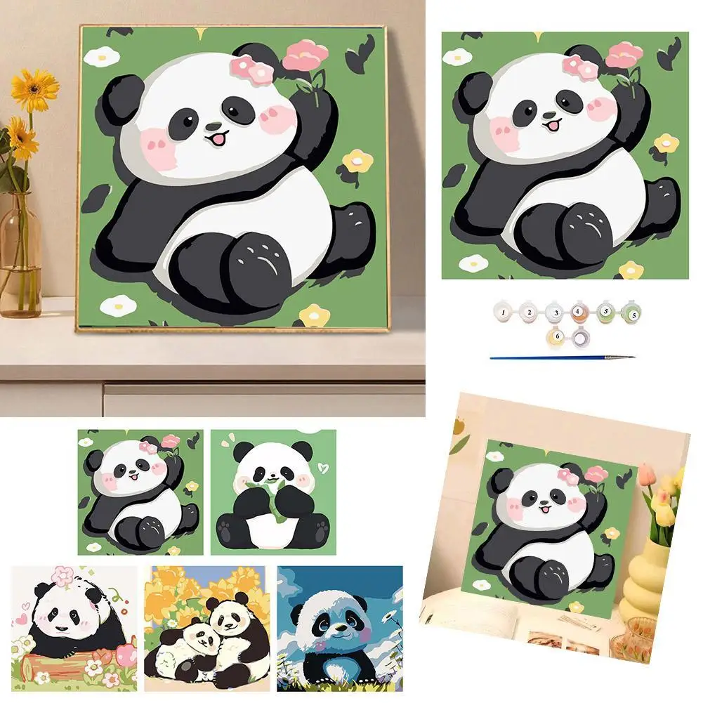 

DIY Oil Painting By Number Panda Animal Drawing On Canvas By Numbers Flower Kits Handpainted Paintings Toys