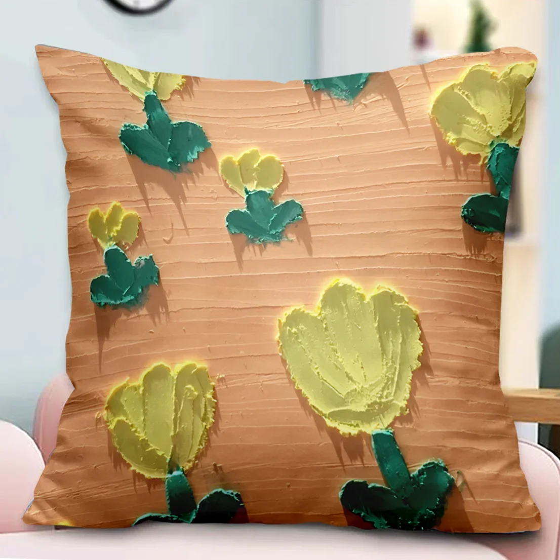 Landscape Oil Painting Pillow Cover Fresh Sofa Bedroom Car Office Cushion Cover Waist Pillow Cover Pillowcase Home Decoration