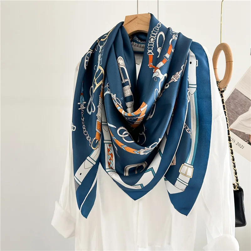 Grand Foulard de Luxe pour Femme, Bords Roulés à la Main, Châles, Tête, Sac à Cheveux, Bandanas, Ceinture en Y, Accessoires, Cadeau de Noël