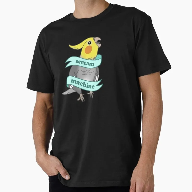 Scream Machine Cockatiel Funny Parrot Gift T-shirt for Birds Lover Short Sleeve Graphic Clothes All Size Tops Unisex Tee S-6XL