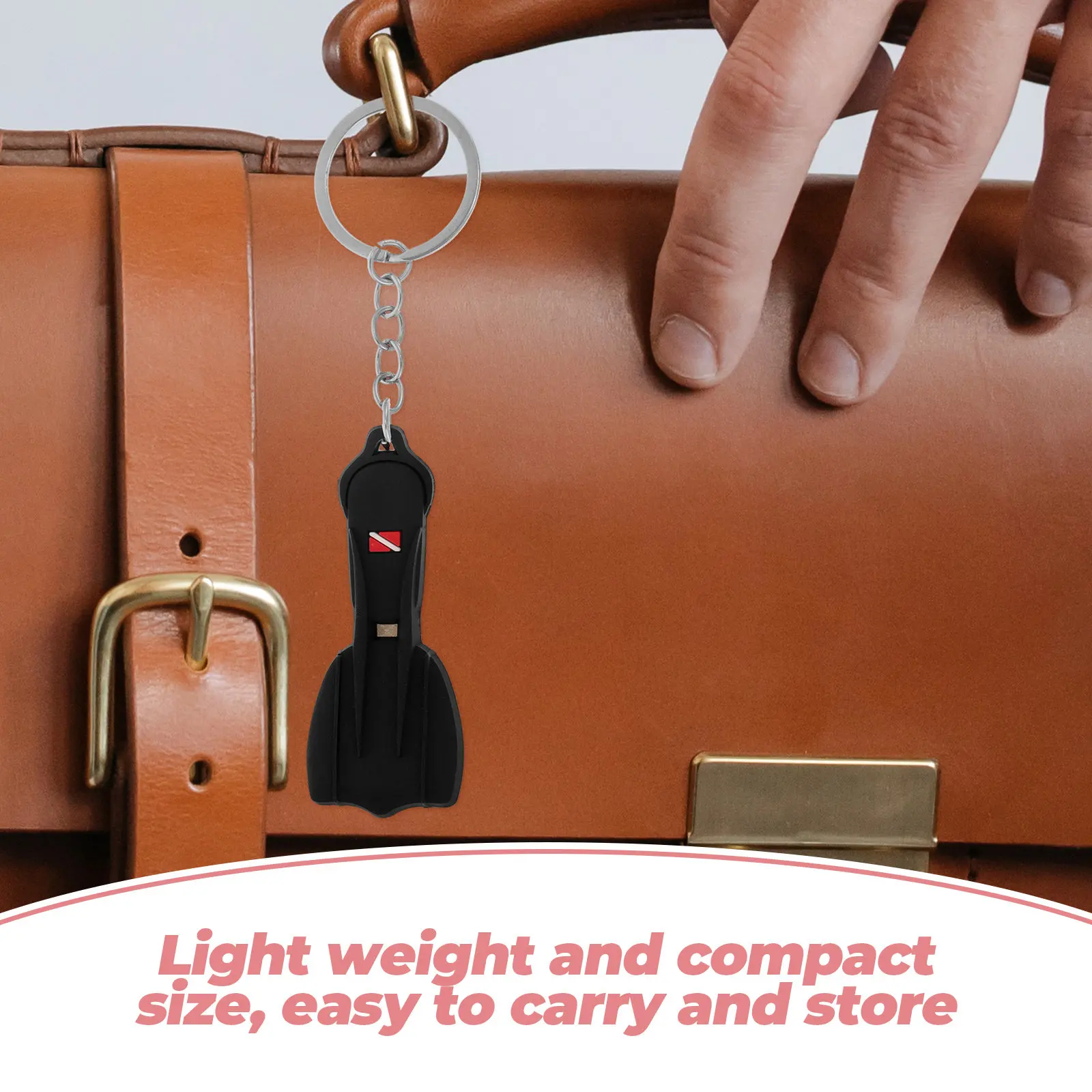 Silicone Diving Fin Keychain Lightweight Compact Decorative Sports Pendant Backpack Accessory Diving Souvenir Gift Key Ring