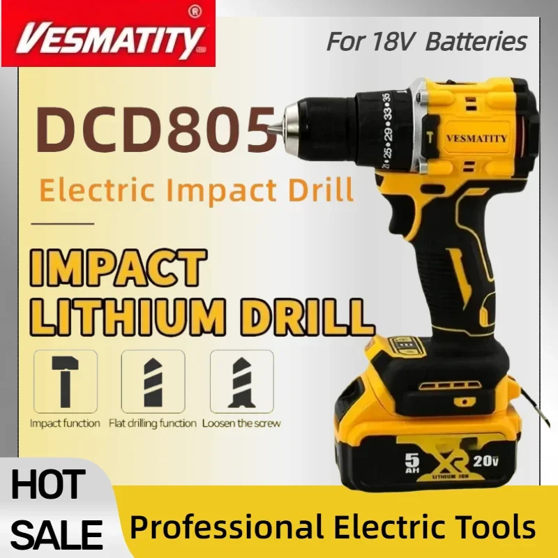 DCD805 Rechargeable Brushless Compact Hammer Drill Driver High Torque Electric Power Tool For DEWALT Battery