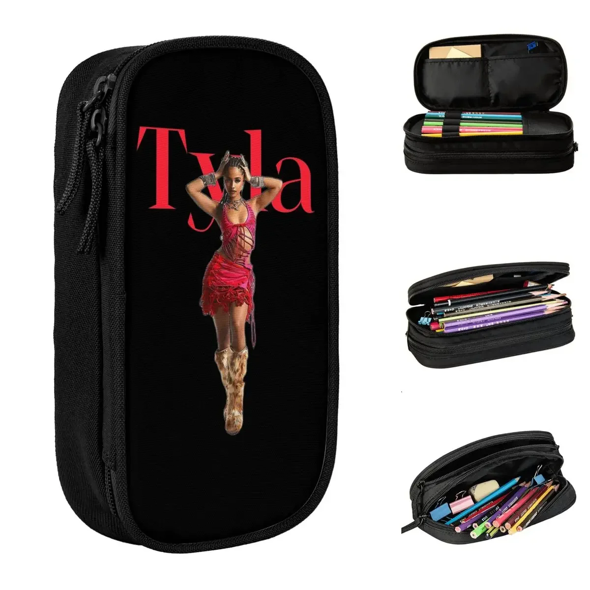 Tyla Singer Pencil Cases Creative Pen Box Bag Girl Boy Large Storage Students School Gift Pencil Box