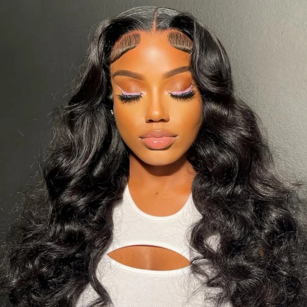200 плотность тела волны для женщин фронтальный кружевной парик естественного цвета предварительно выщипанные бразильские девственные человеческие 13x6 прозрачные кружевные передние парики