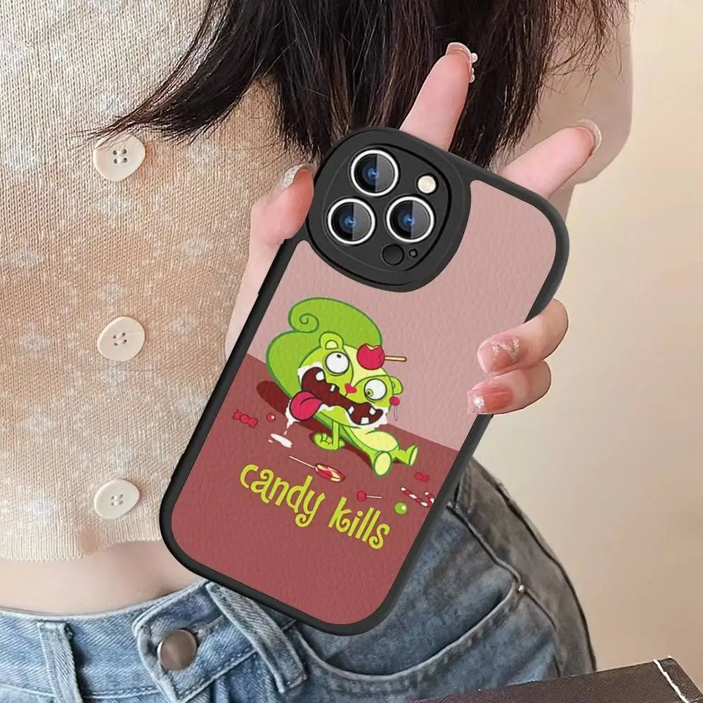 H-Happy Tree Friends Handyhülle für iPhone 16 15 14 13 12 11 Pro Max Plus Leder stoßfeste Abdeckung