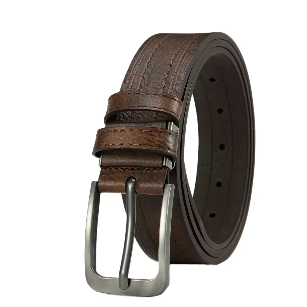 Ceinture classique en cuir PU pour hommes, broche en métal, broche carrée en alliage, environnement de loisirs d'affaires, mode décontractée