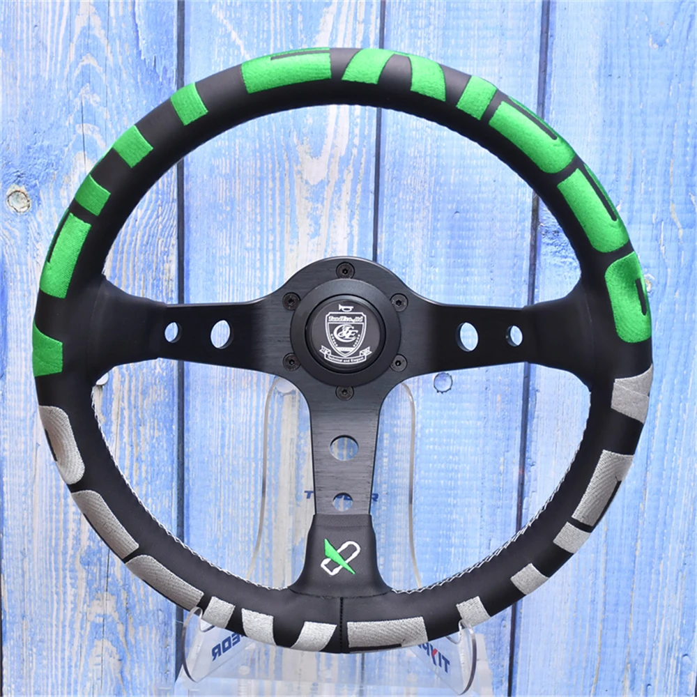 VERTEX 1996 13Inch Automobile Repacking Racing Steering Wheel 6 Bolt Leather Alloy Drift Racing Steering Wheel with Horn Button