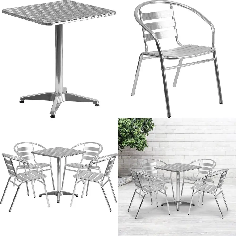 

24 квадратных обеденных набора для патио с 4 деревянными стульями