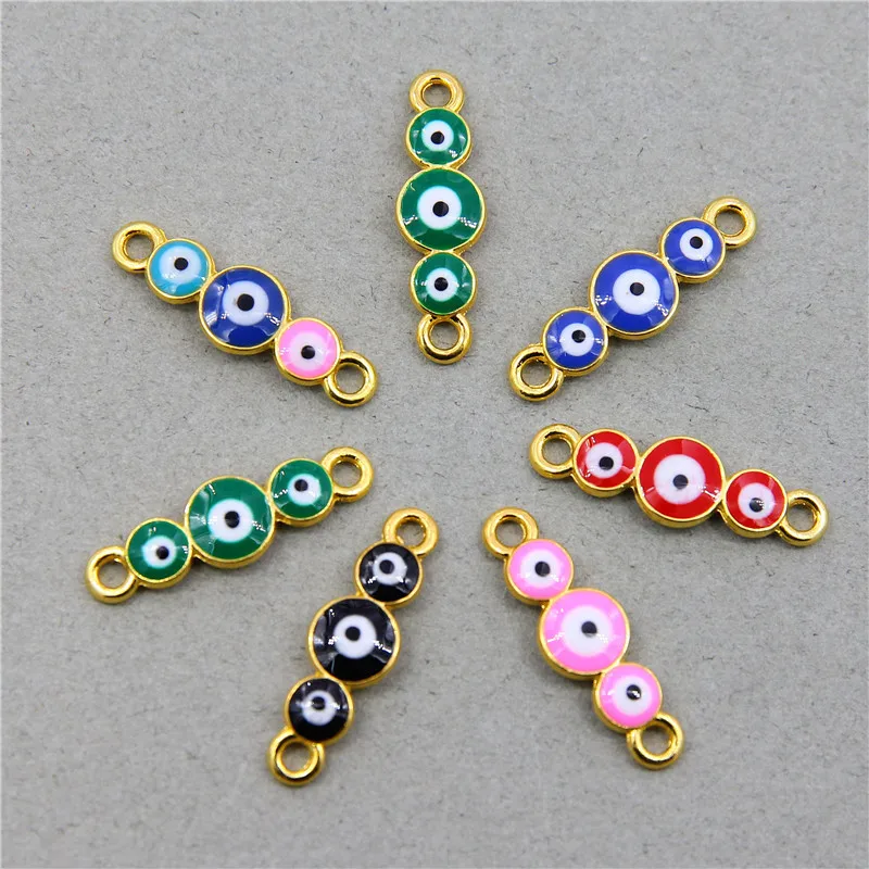 6pcs 26*7*3mm new fashion evil eye eyes elephant with bracelet connector jewelry accessories jewelry DIY production