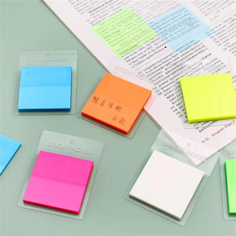 P Lytwtw's Stationery School Supplies Transparent Candy Color Sticky Notes Memo Pad Office Sticker Self-Adhesive Notepad