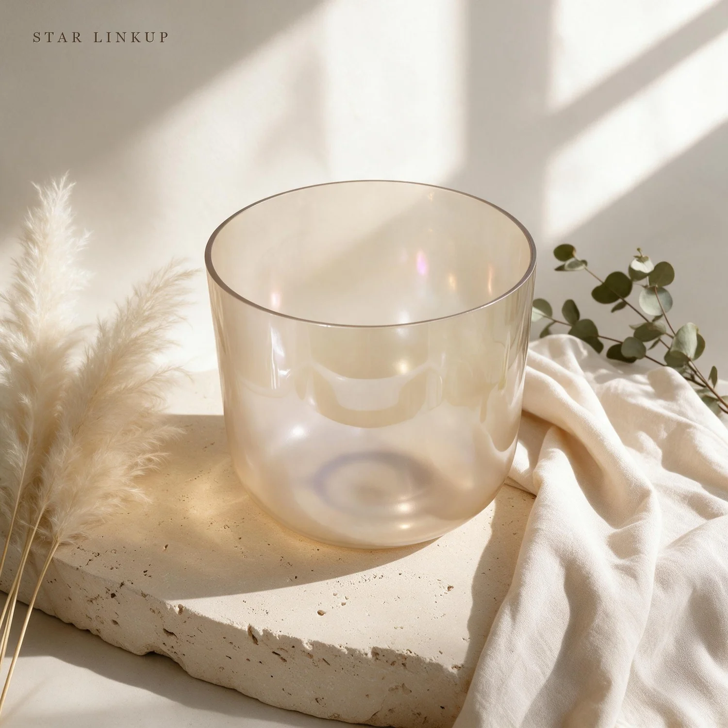 STAR LINKUP 432Hz Large Size 5-8.5 Inch Five Element Pearl Colored Alchemy Crystal Bowl Set Meditation Crystal Singing Bowl Sets Chakra. Handcrafted crystal instrument with a warm, sustained tone for daily mindfulness and deep relaxation.