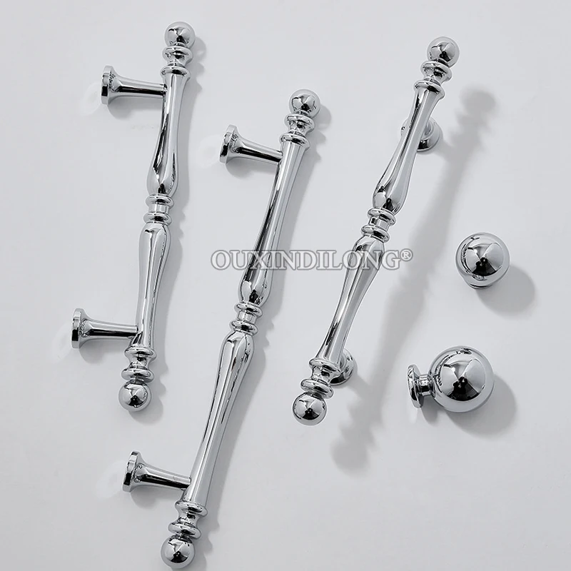 High-end 10PCS Solid Brass Chromed Furniture Pulls Handles Drawer Knobs Cupboard Wardrobe Closet Dresser Wine Cabinet Pulls Knob