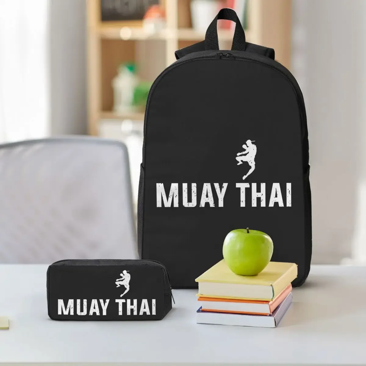 Muay Thai Gloves Thailand Boxing Fighter College Backpack BookBag School Bag Computer Shoulder Bags 3ps Lunch Bag Pencil Case