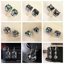 New Colorful Sparkling Zircon Earrings for Women's Mosang Stone Romantic Ball Accessories High Quality Luxury Jewelry Wholesale