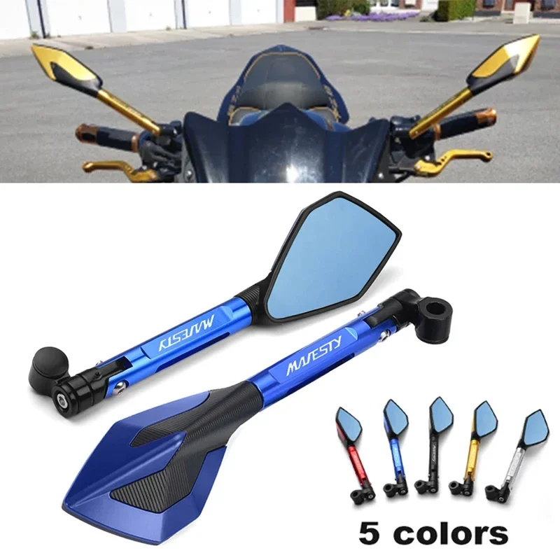 For YAMAHA Majesty 400 Majesty400 2004-2011 2005 2006 2007 Motorcycle Bluish Reverse Side Mirrors Motorbike Rear view Mirrors
