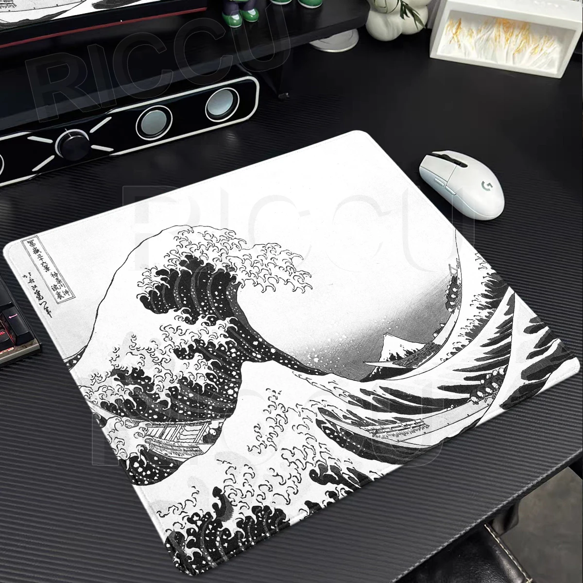Black And White Waves Mouse Pad The Great Wave Kanagawa Mousepad XS Mats Company PC Lock-Edge Desk Pad Office Accessories Carpet