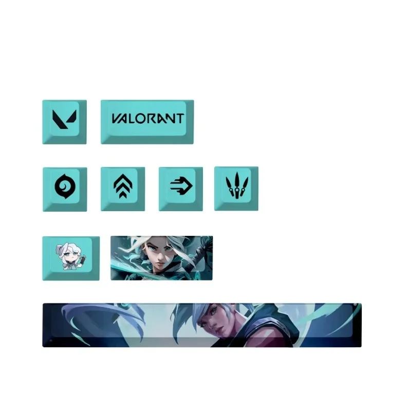 Fearless Contract Keycaps Jett Valorant Keycaps Valorant9 Key Set Original Factory Heat Sublimation Diy Small Size Keycaps