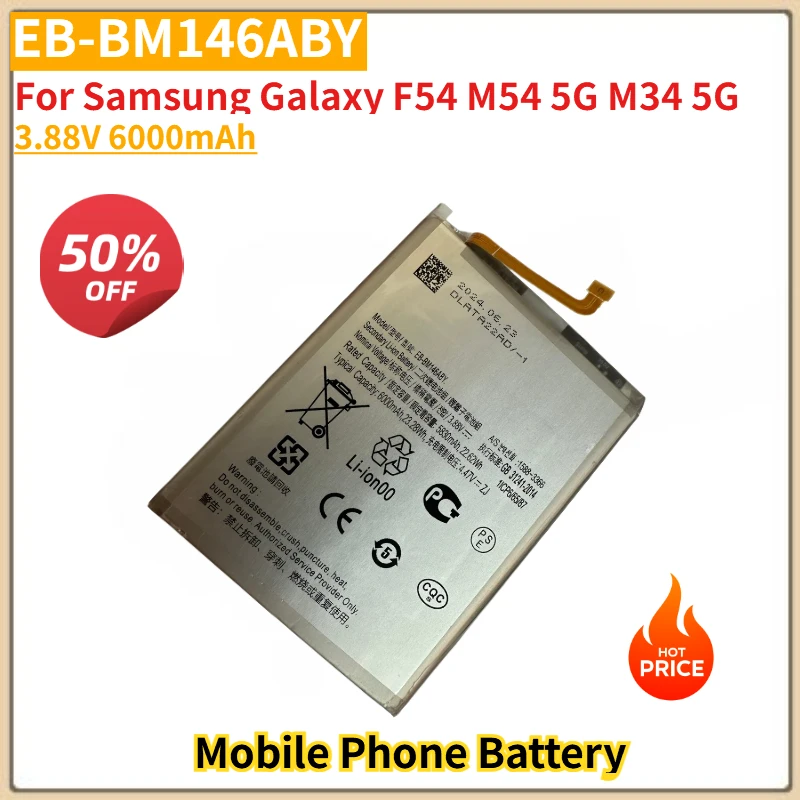 

EB-BM146ABY Mobile Phone Battery 3.88V 6000mAh For Samsung Galaxy F54 M54 5G M34 5G Brand-New High Quality