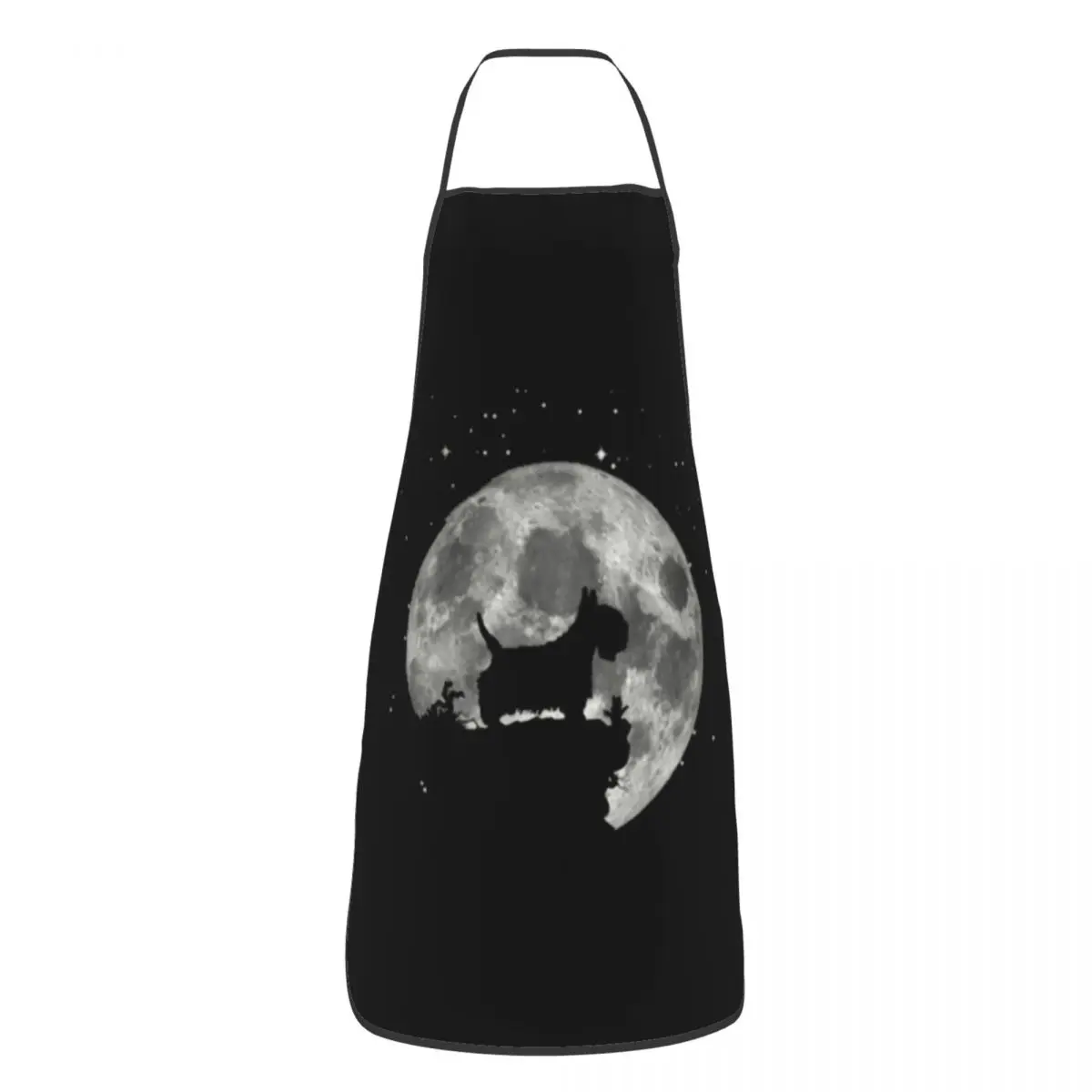 Custom Scottish Westie Dog Moon Apron West Highland White Terrier Puppy  Chef Bib Tablier Cuisine Cooking Baking Gardening