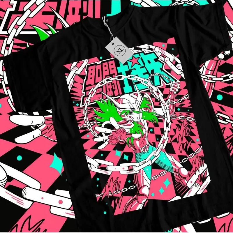 Andromeda Shun T Shirt Saint Seiya Ikki Sienna Nero Cosmo Anime All Size #1