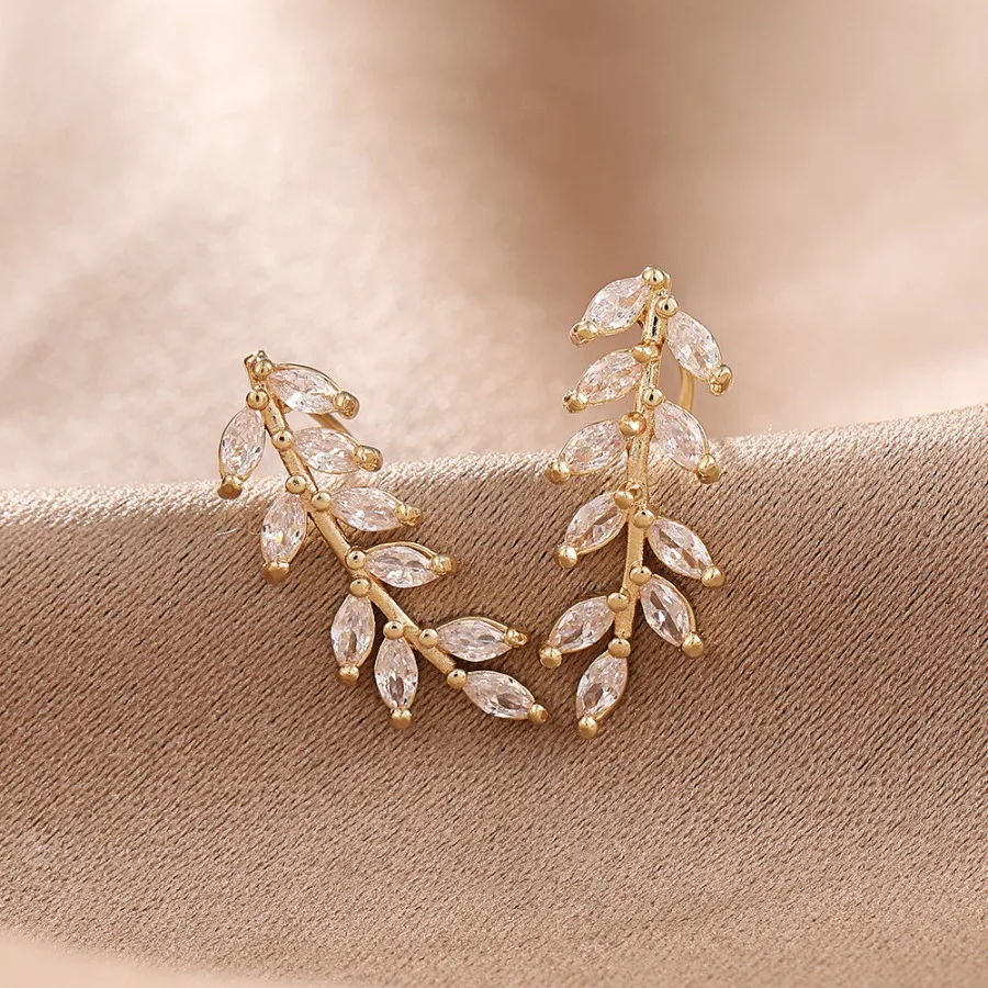 1pair Wheat-styled Integrated Ear Hook Earrings with A Unique Design, Featuring An Elegant Ear Pin and A Stylish Ear Ornament