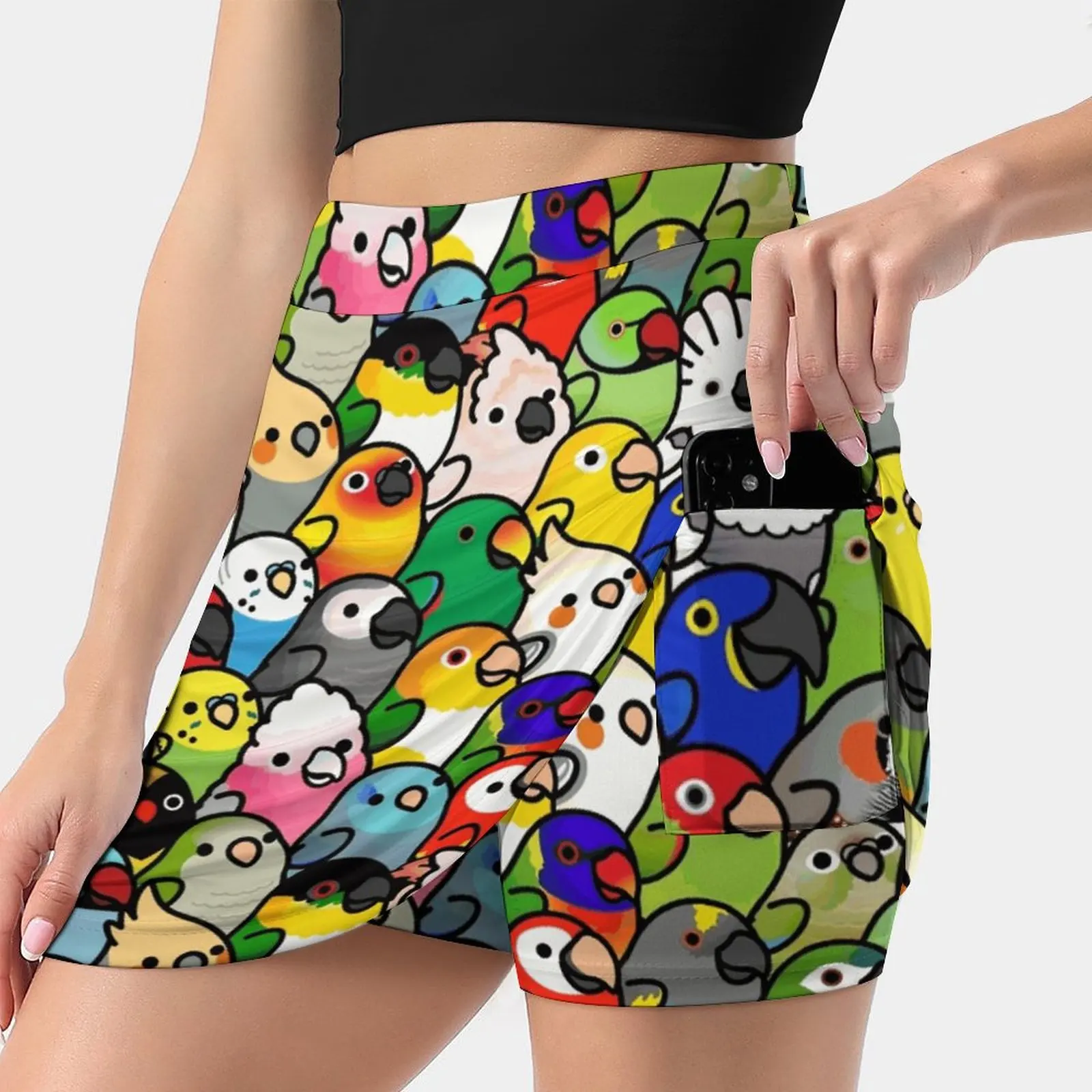 Everybirdy Patroon Rokken Vrouw Mode 2022 Broek Rok Mini Rokken Kantoor Korte Rok Valkparkiet Kaketoe Lineolated Parkiet