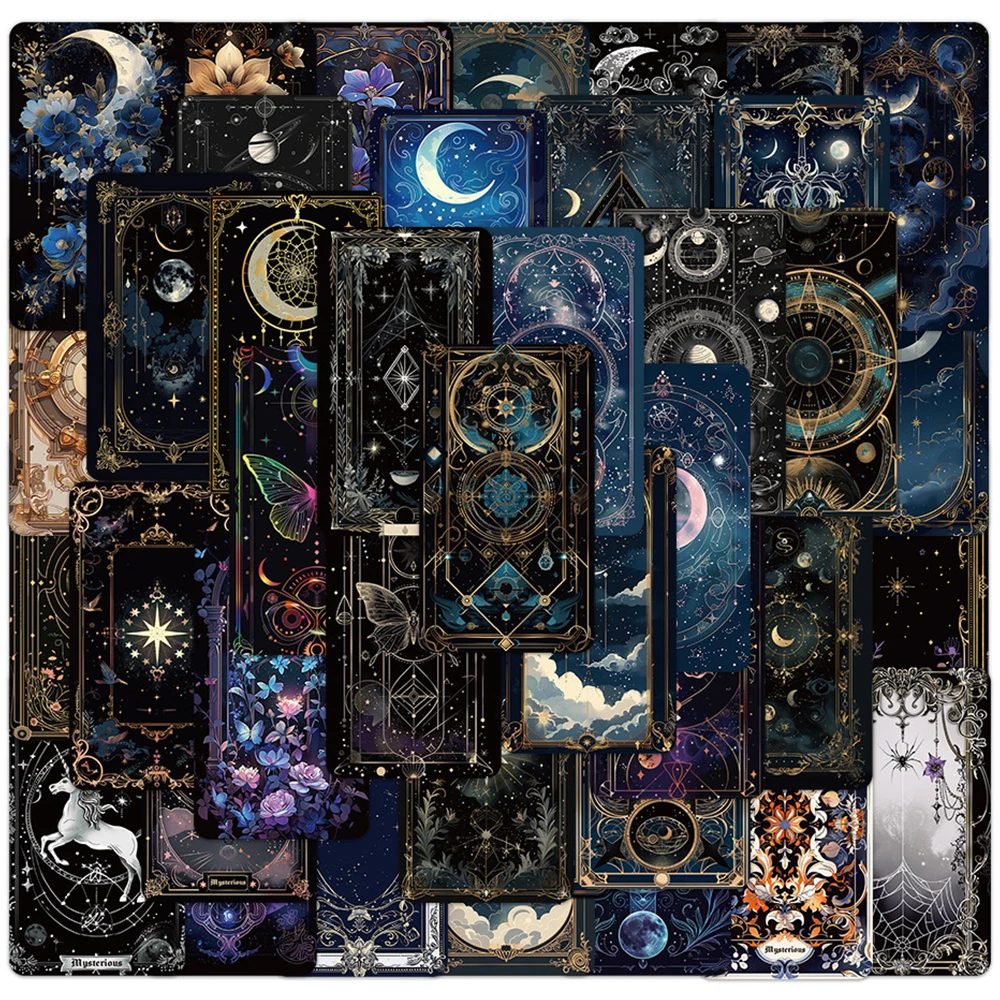10/30/50pcs Cool Dark Mysterious Space Moon Stickers Aesthetic Tarot Goth Decal Graffiti Luggage Laptop Phone Decoration Sticker