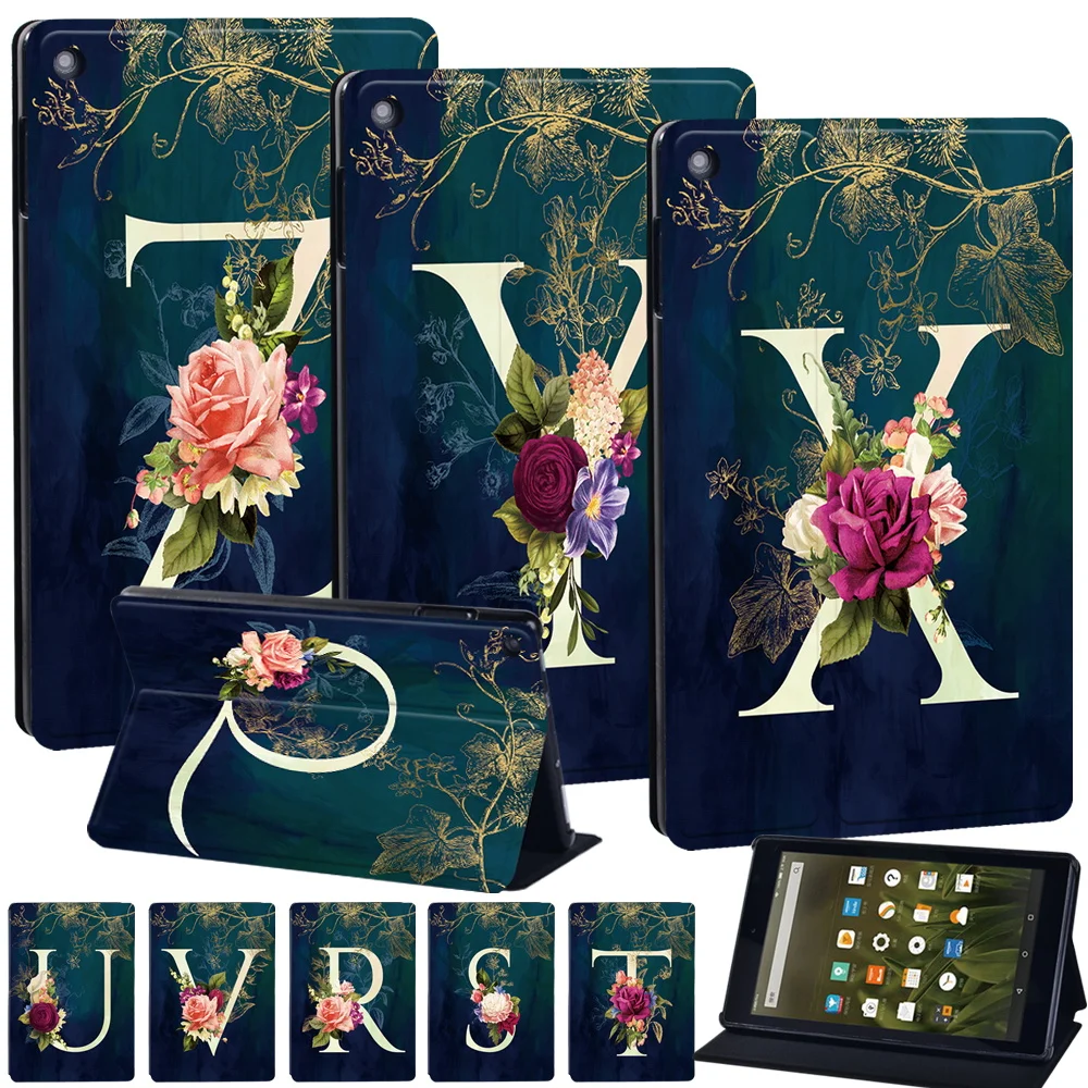 

For Fire 7 5th 7th 9th/HD 8 6th 7th 8th Gen/HD 10(5th 7th 9th) PU Leather Tablet Stand Folio Cover Case for HD 8 Plus 10th 2020