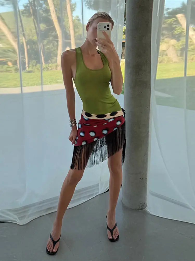 Chic Women Leopard Skirt Lace Up Fringes Printed Irregular Hem Female Skirt Summer Vacation Lady Streetwear 2026