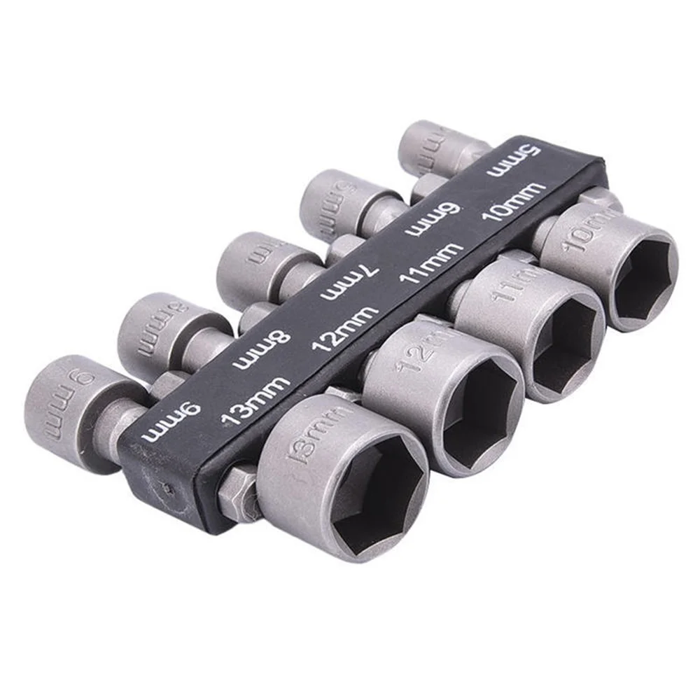 9Pcs Power Nut Driver Hex Shank Drill Bit Adapter Socket Wrench Screw Tool 5mm-13mm Magnetic Adapter Shank Screw Drill