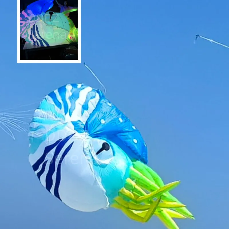 DDDZ LEDカタツムリノーチラスショー凧3Mリップストップナイロンラインランドリーペンダント大型ソフトインフレータブルナイトカイト昼夜兼用簡単飛行
